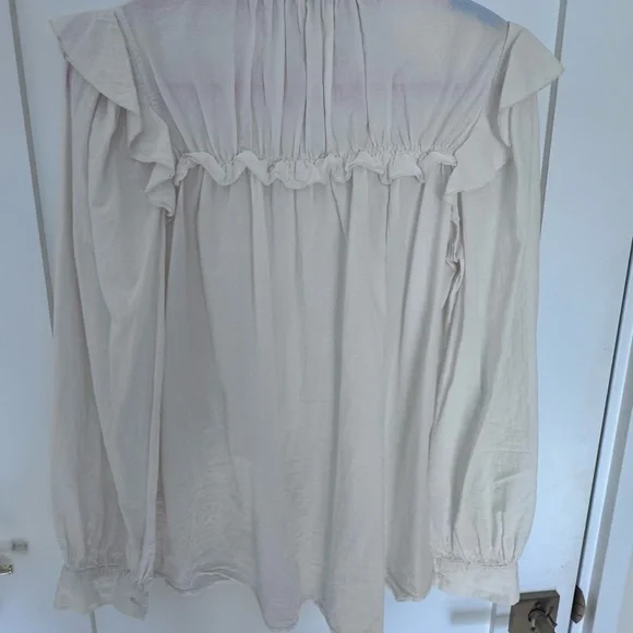 Suzy D Cream Ruffled Button-Up Blouse - Picture 3 of 3
